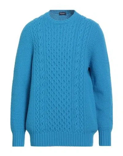 Drumohr Man Sweater Azure Size 46 Lambswool In Blue