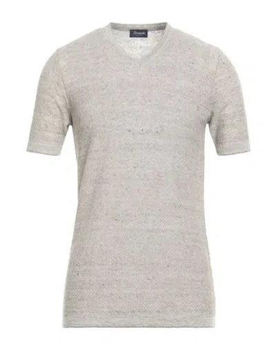 Drumohr Man Sweater Beige Size 38 Linen, Cotton In Gray