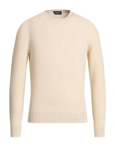 Drumohr Man Sweater Beige Size 40 Lambswool In Sand
