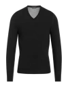 Drumohr Man Sweater Black Size 44 Super 140s Wool In Black