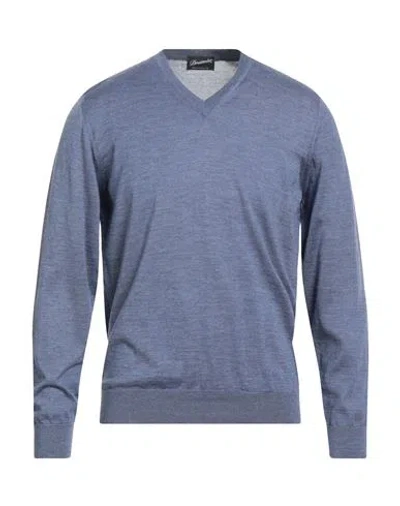 Drumohr Man Sweater Blue Size 42 Cashmere, Silk