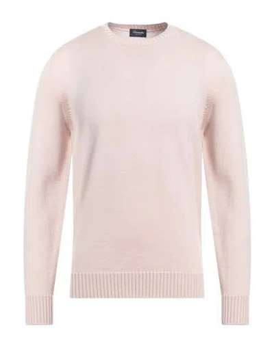 Drumohr Man Sweater Blush Size 44 Merino Wool In Pink