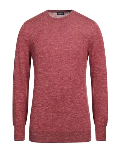 Drumohr Man Sweater Brick Size 38 Wool, Silk, Linen In Red