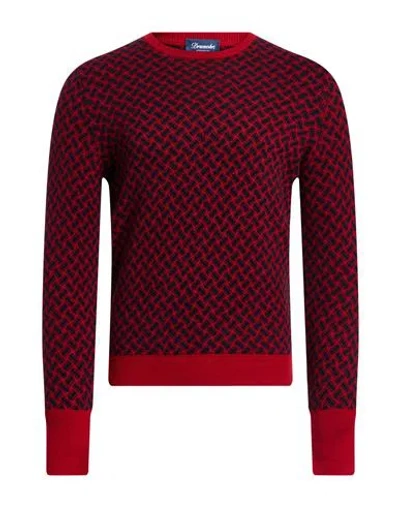 Drumohr Man Sweater Brick Size 46 Cashmere In Burgundy
