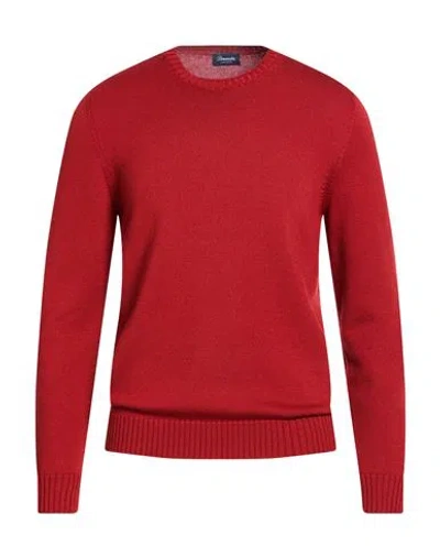 Drumohr Man Sweater Brick Size 46 Merino Wool In Red