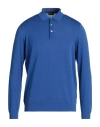 Drumohr Man Sweater Bright Blue Size 38 Cotton