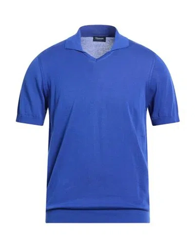 Drumohr Man Sweater Bright Blue Size 40 Cotton