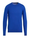 Drumohr Man Sweater Bright Blue Size 40 Merino Wool In Blue