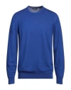 Drumohr Man Sweater Bright Blue Size 42 Merino Wool