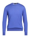 Drumohr Man Sweater Bright Blue Size 46 Cashmere, Merino Wool, Silk