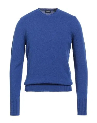 Drumohr Man Sweater Bright Blue Size 46 Lambswool