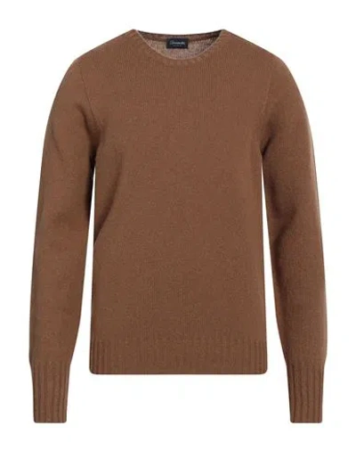 Drumohr Man Sweater Brown Size 42 Lambswool