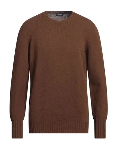 Drumohr Man Sweater Brown Size 42 Lambswool