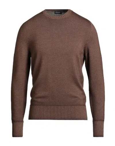 Drumohr Man Sweater Brown Size 46 Merino Wool