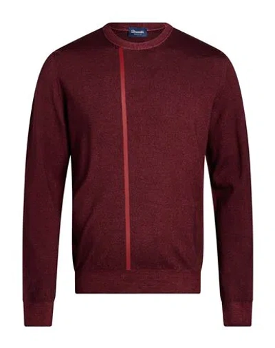 Drumohr Man Sweater Burgundy Size 42 Merino Wool
