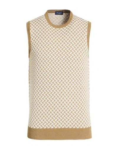 Drumohr Man Sweater Camel Size 38 Cotton, Linen, Polyester In Neutral
