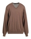 Drumohr Man Sweater Camel Size 38 Merino Wool In Beige
