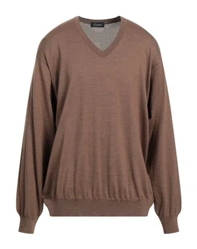 Drumohr Man Sweater Camel Size 38 Merino Wool In Beige