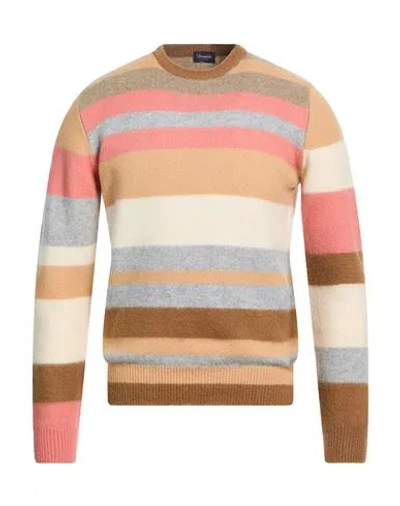 Drumohr Man Sweater Camel Size 44 Lambswool In Brown