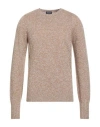 Drumohr Man Sweater Camel Size 44 Lambswool In Gray