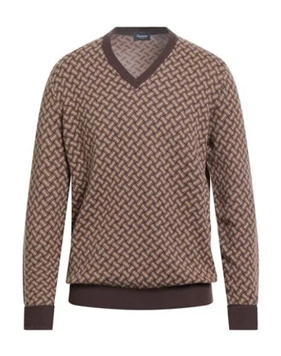 Drumohr Man Sweater Chocolate Brown Size 46 Cashmere