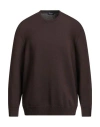 Drumohr Man Sweater Chocolate Brown Size 46 Merino Wool