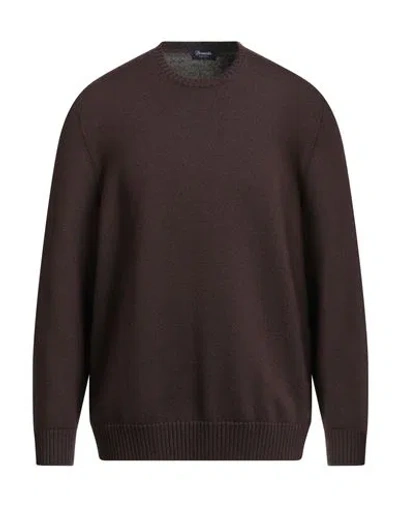 Drumohr Man Sweater Chocolate Brown Size 46 Merino Wool