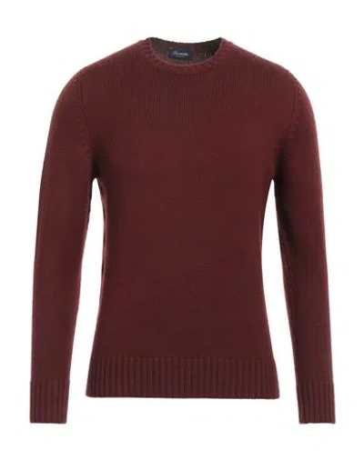 Drumohr Man Sweater Cocoa Size 42 Merino Wool In Brown