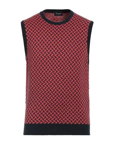 Drumohr Man Sweater Coral Size 38 Cotton, Linen In Red
