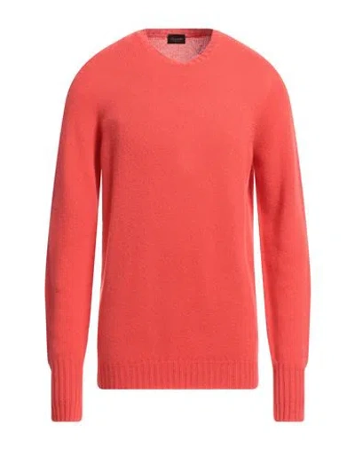 Drumohr Man Sweater Coral Size 44 Cashmere In Red