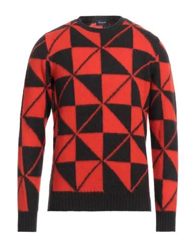 Drumohr Man Sweater Coral Size 46 Lambswool In Red