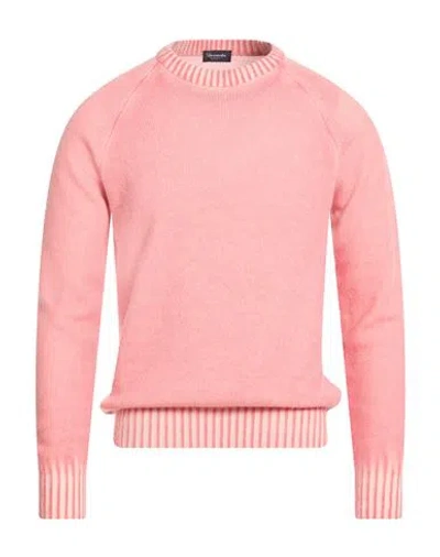 Drumohr Man Sweater Coral Size 46 Cashmere In Pink