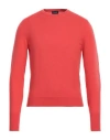 Drumohr Man Sweater Coral Size 46 Cashmere In Red