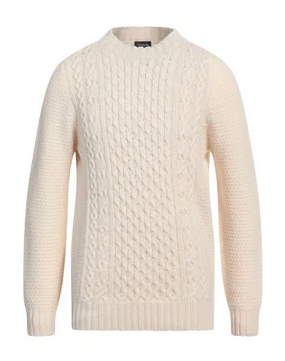 Drumohr Man Sweater Cream Size 42 Lambswool In White