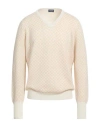 Drumohr Man Sweater Cream Size 48 Cashmere In Black