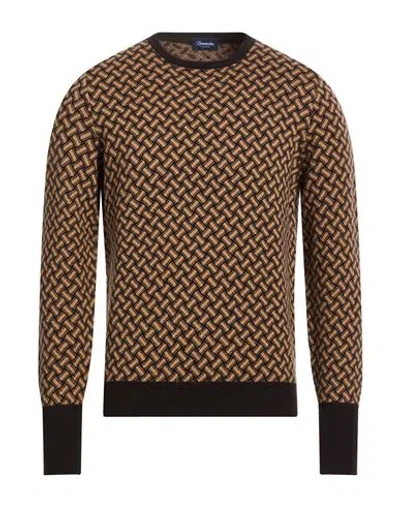 Drumohr Man Sweater Dark Brown Size 40 Cashmere