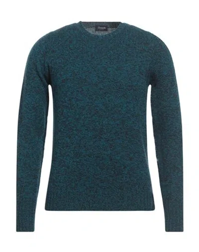 Drumohr Man Sweater Deep Teal Size 36 Lambswool