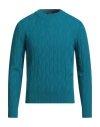 Drumohr Man Sweater Deep Teal Size 38 Merino Wool In Green