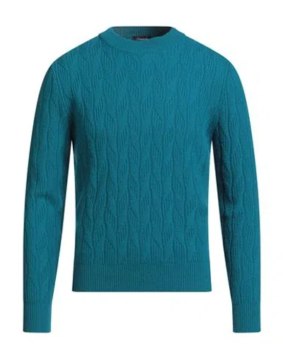 Drumohr Man Sweater Deep Teal Size 38 Merino Wool In Green