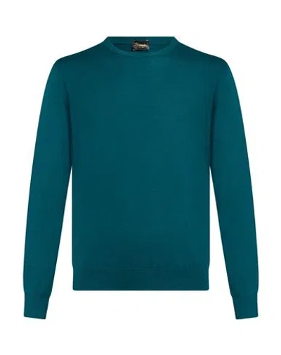 Drumohr Man Sweater Deep Teal Size 40 Cashmere In Green