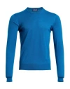 Drumohr Man Sweater Deep Teal Size 40 Super 140s Wool In Blue