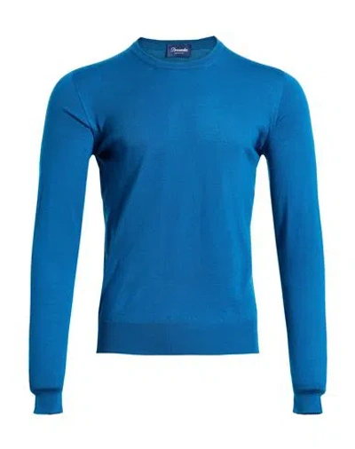 Drumohr Man Sweater Deep Teal Size 40 Super 140s Wool In Blue