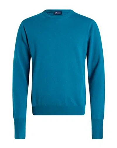 Drumohr Man Sweater Deep Teal Size 42 Cashmere In Blue
