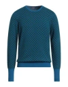 Drumohr Man Sweater Deep Teal Size 44 Cashmere In Blue