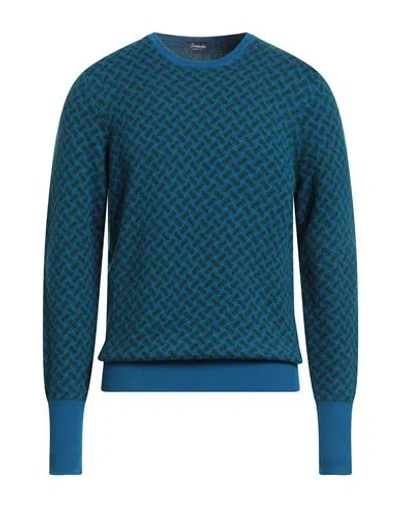Drumohr Man Sweater Deep Teal Size 44 Cashmere In Blue