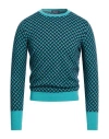 Drumohr Man Sweater Emerald Green Size 42 Cashmere In Blue