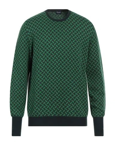 Drumohr Man Sweater Emerald Green Size 44 Cashmere