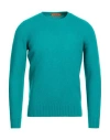 Drumohr Man Sweater Emerald Green Size 46 Lambswool In Blue