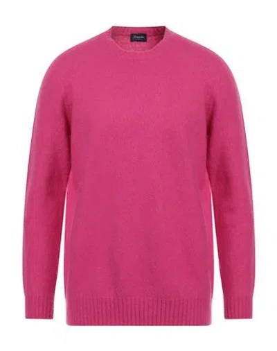 Drumohr Man Sweater Fuchsia Size 44 Lambswool In Pink