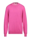 Drumohr Man Sweater Fuchsia Size 48 Super 140s Wool In Pink